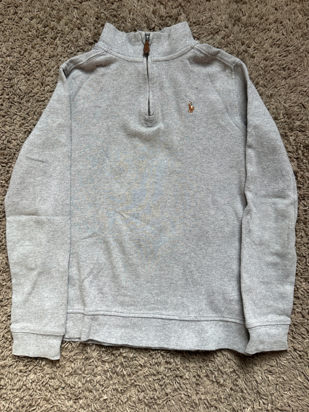 Polo by Ralph Lauren Light Gray Quarter-Zip Sweater with Pony Logo